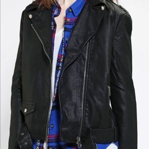 Silence + Noise Black Vegan Leather Moto Jacket
